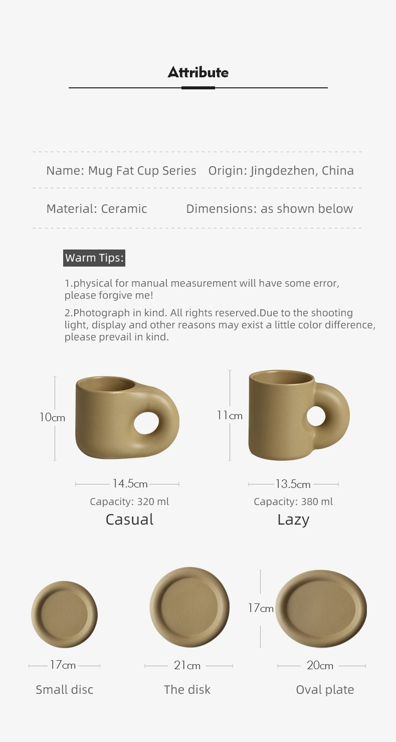 Fat Handle Creative Handmade Ceramic Mug