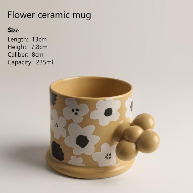 Creative Geometric Ceramic Mugs With Handle Tray Handmade Coffee Cups