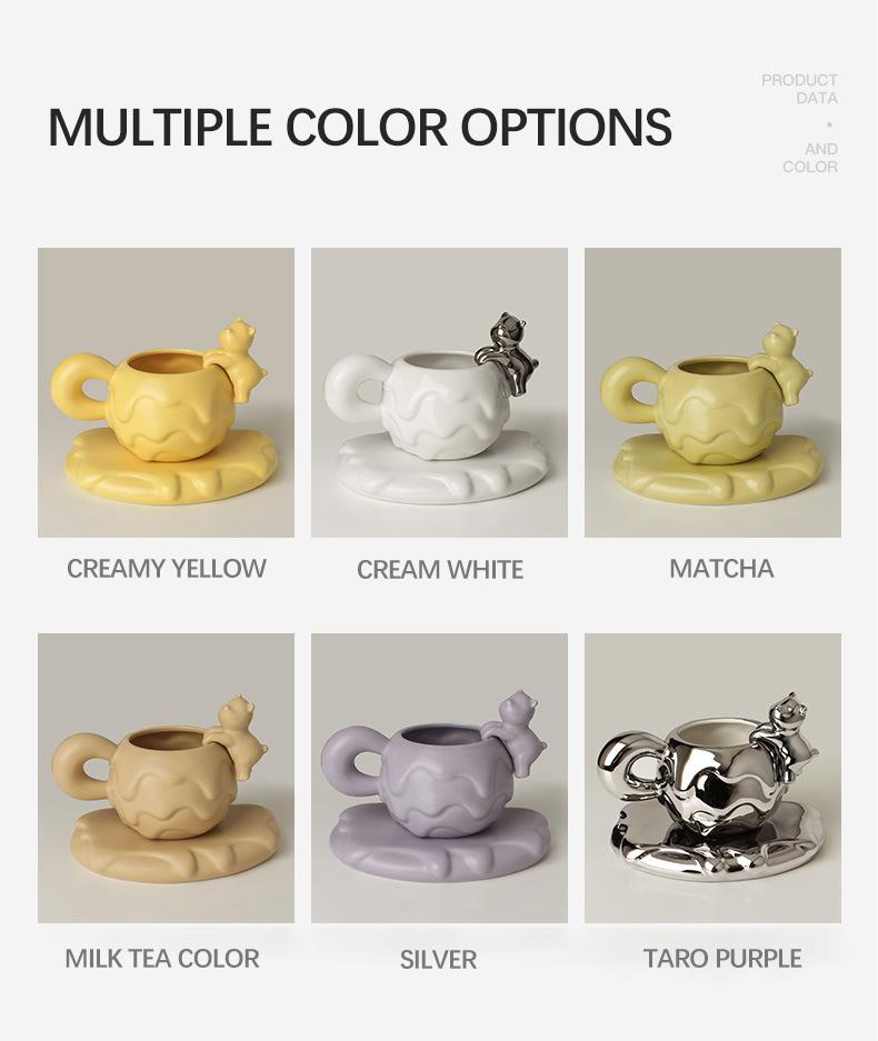 Nordic Mug Coffee Cup Luxury Ceramic Girl Mugs Fat Saucer Set Cute Ins Couple Water Milk White Cups Original Mugs Birthday Gift