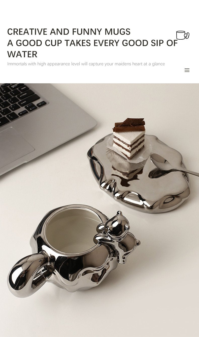 Nordic Mug Coffee Cup Luxury Ceramic Girl Mugs Fat Saucer Set Cute Ins Couple Water Milk White Cups Original Mugs Birthday Gift