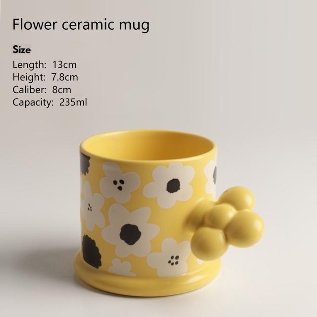 Creative Geometric Ceramic Mugs With Handle Tray Handmade Coffee Cups