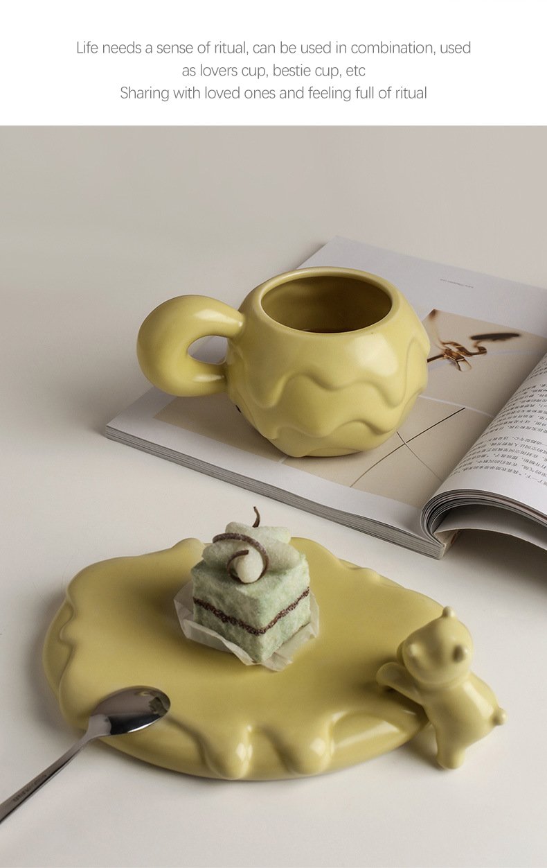 Nordic Mug Coffee Cup Luxury Ceramic Girl Mugs Fat Saucer Set Cute Ins Couple Water Milk White Cups Original Mugs Birthday Gift