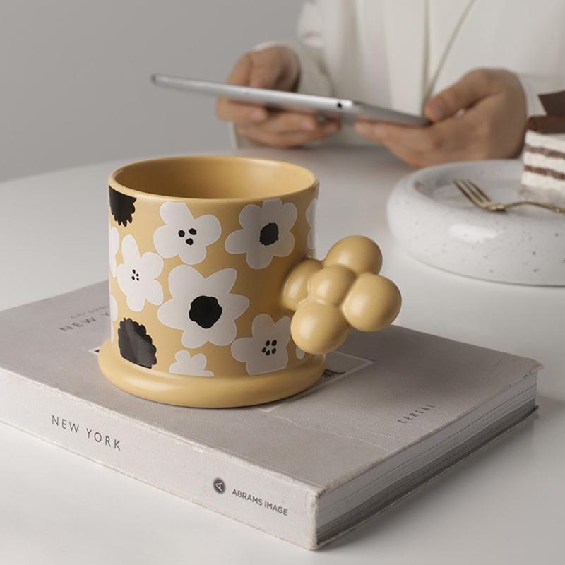 Creative Geometric Ceramic Mugs With Handle Tray Handmade Coffee Cups