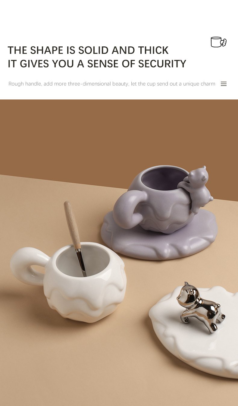 Nordic Mug Coffee Cup Luxury Ceramic Girl Mugs Fat Saucer Set Cute Ins Couple Water Milk White Cups Original Mugs Birthday Gift