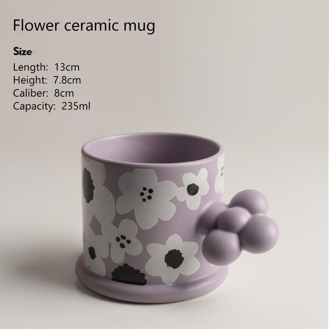 Creative Geometric Ceramic Mugs With Handle Tray Handmade Coffee Cups