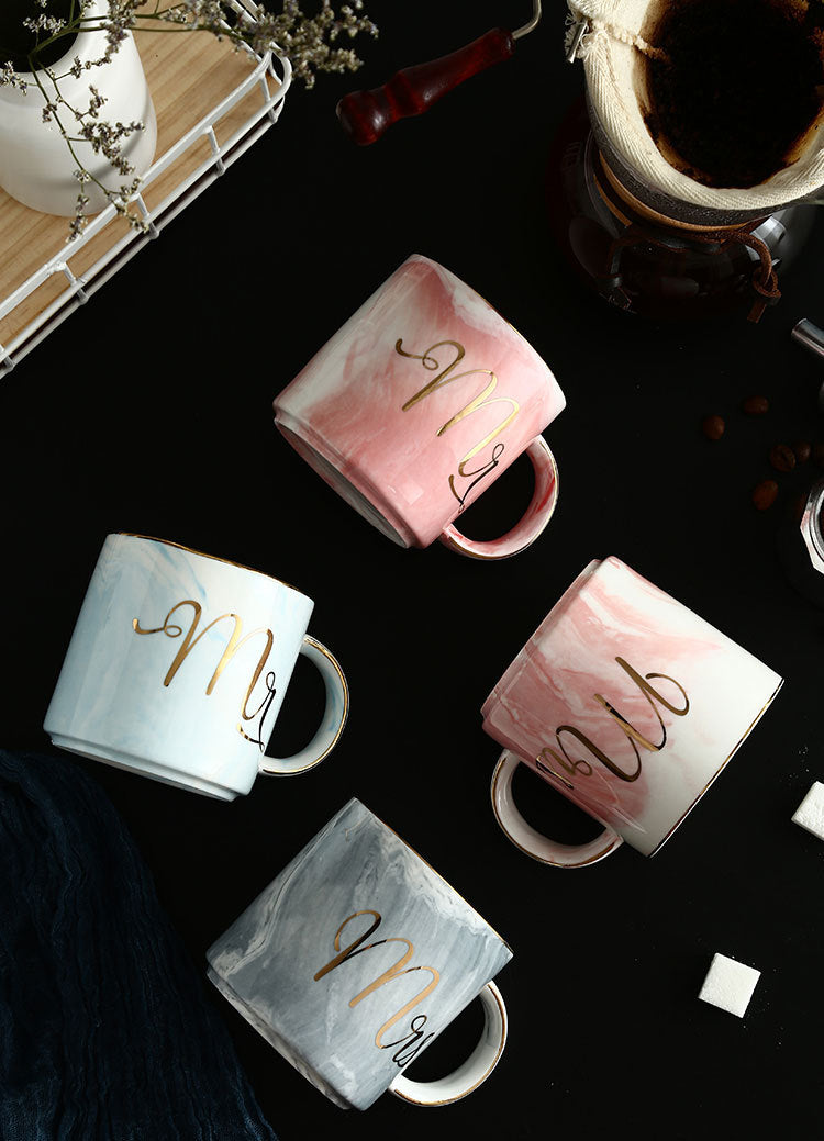 Mr and Mrs Couple Marble Coffee Mug