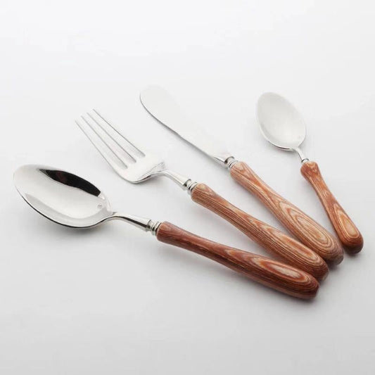 Stainless Steel Cutlery With Wooden Handle Set