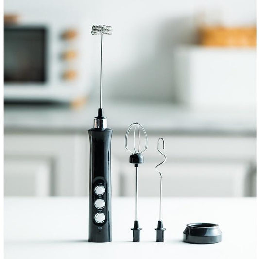 Rechargeable Milk Frother Handheld With 3 Stainless Whisk and Charging Base