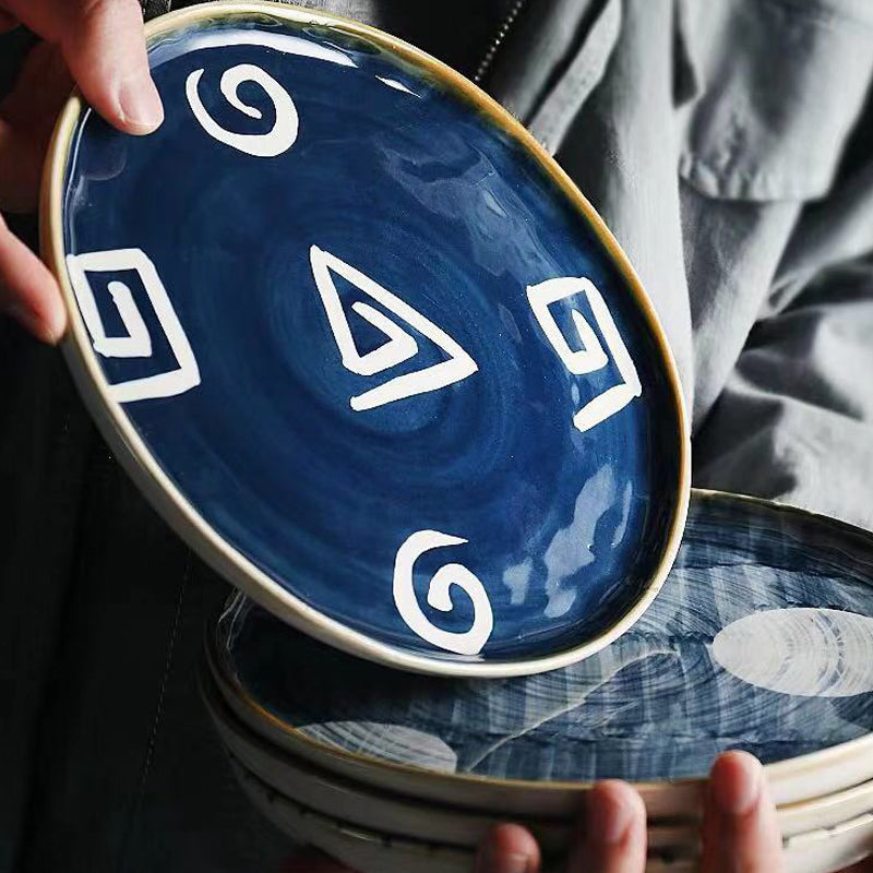 Japanese-Style Hand-Painted Ceramic Steak Western Dish