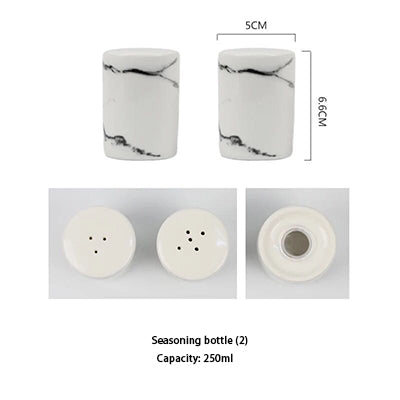 Simple Marbled Seasoning Pot Set