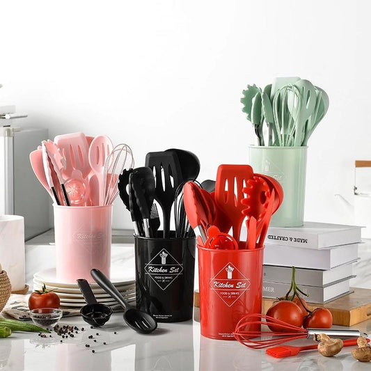 12Pcs Silicone Kitchen Utensil Set, Nonstick Cookware (BPA Free)