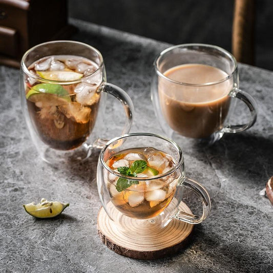 Transparent Glass Cup Milk Whiskey Tea Beer Double Creative Heat Resistant Espresso Coffee Cup Cocktail Vodka Wine Mug Drinkware