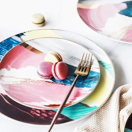 Watercolor Ceramic Porcelain Dinner Plates