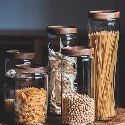 Glass Storage Containers, Airtight Glass Jars with Bamboo Lids