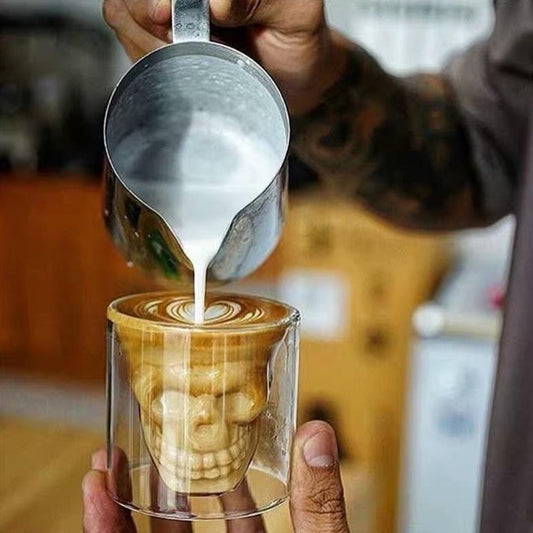 Skull Double Cup Coffee Mug  Double-layered Transparent Crystal Skull Head Glass Cup For Household Whiskey Wine Vodka Bar Club Beer Wine Glass