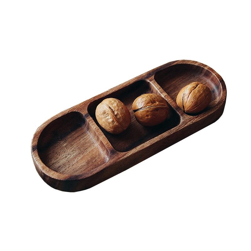 Rectangle 3-Compartment Wood Serving Tray
