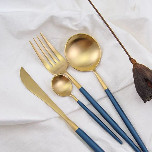 Blue Gold Tableware Cutlery Set