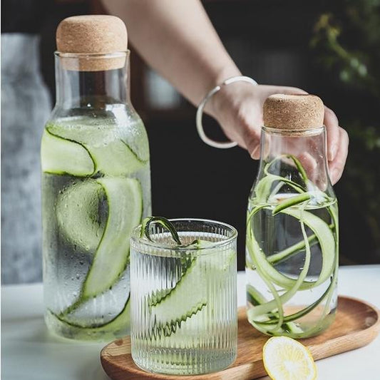 Clear Glass Carafe With Cork Stopper