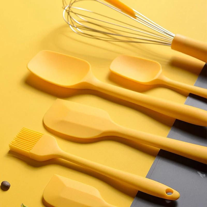 Yellow Kitchen Utensil Set, Stainless Steel & Silicone Heat Resistant Professional Cooking Tools  (BPA Free)