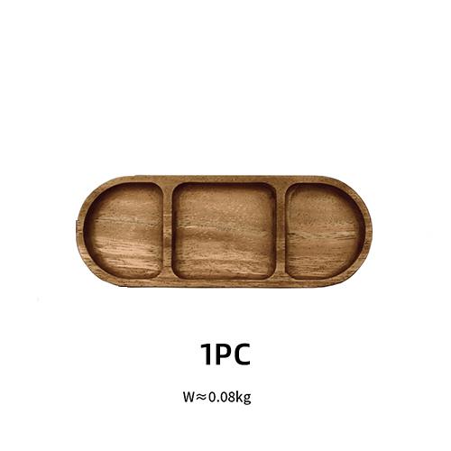 Rectangle 3-Compartment Wood Serving Tray