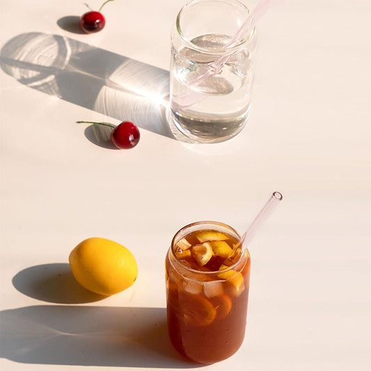 Can Shaped Colored Glass Cups With Straws