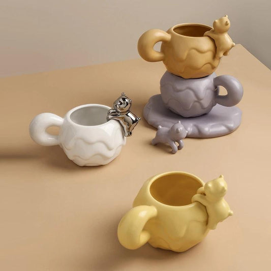 Nordic Mug Coffee Cup Luxury Ceramic Girl Mugs Fat Saucer Set Cute Ins Couple Water Milk White Cups Original Mugs Birthday Gift