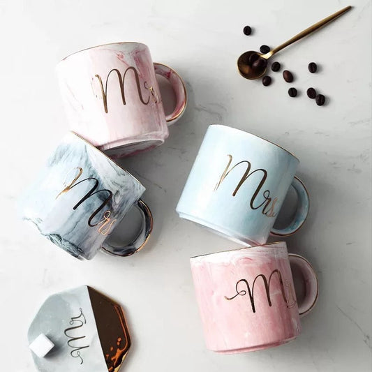 Mr and Mrs Couple Marble Coffee Mug